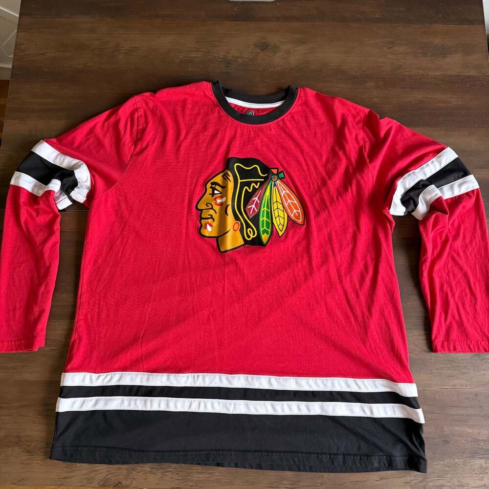 NHL Chicago Blackhawks Long Sleeve Shirt Size 2XL Red Cotton Blend